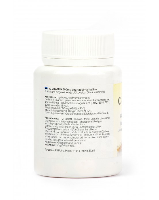 ABC vit Vitaminas C 500mg, ananasų skonio, 50 tablečių