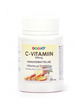 ABC vit Vitaminas C 500mg, ananasų skonio, 50 tablečių