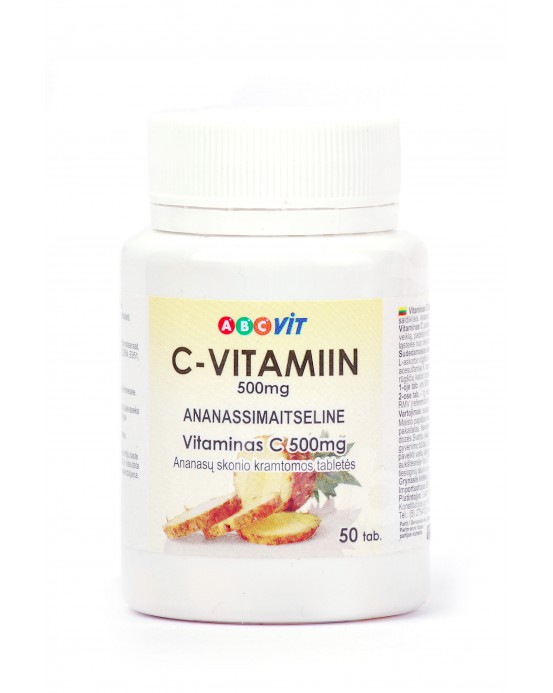 ABC vit Vitaminas C 500mg, ananasų skonio, 50 tablečių