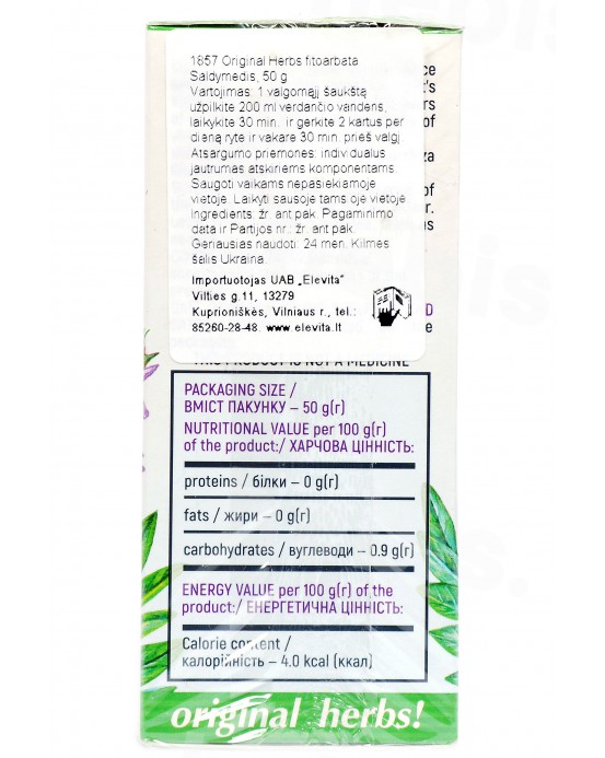 Original Herbs fitoarbata Saldymedis, 50 g