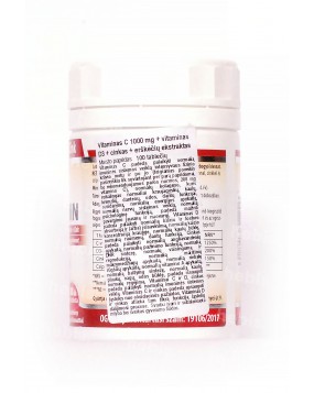 C Vitaminas + D3 + Cinkas, 1000 mg, 100 tablečių