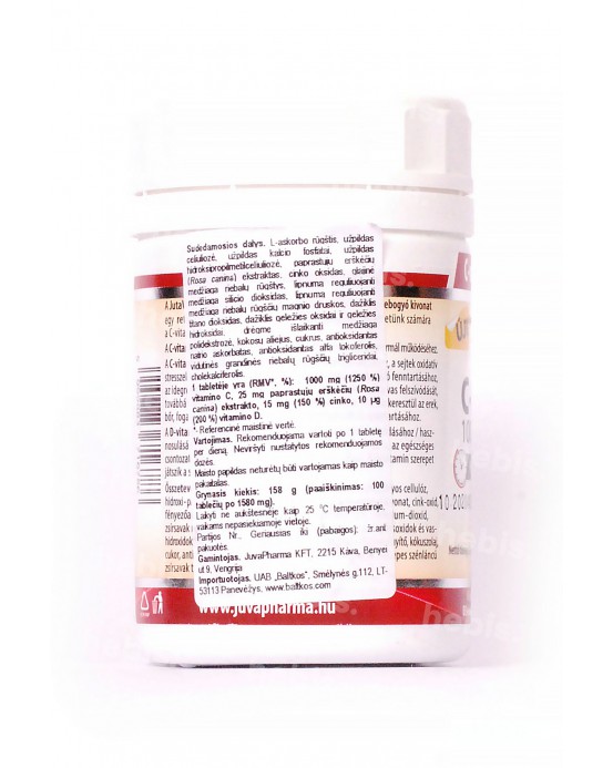 C Vitaminas + D3 + Cinkas, 1000 mg, 100 tablečių