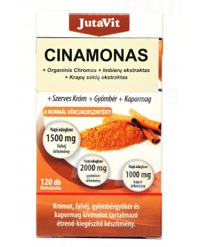 Cinamonas + Organinis chromas + Imbierų ekstraktas + Krapų sėklų ekstrakrtas, 120 tablečių