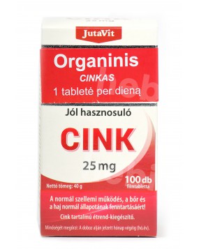 Organinis cinkas, 25 mg, 100 tablečių