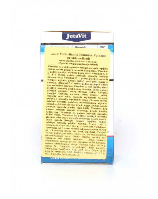 Multivitaminai Immuner Vaikams su laktobacilomis, 45 tabletės