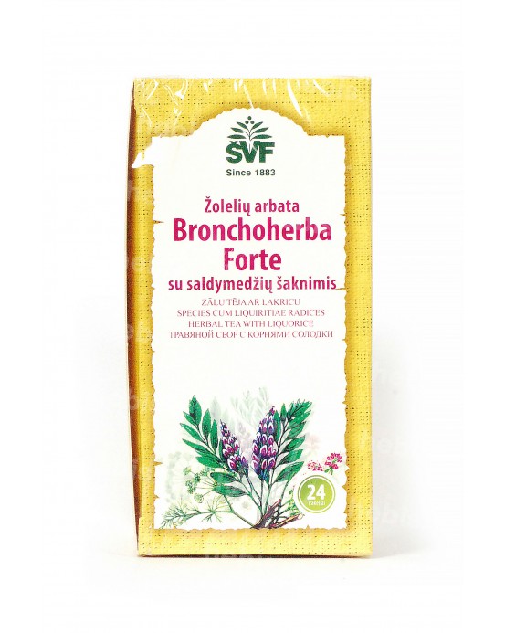 Žolelių arbata BronchoHerba Forte su saldymedžių šaknimis, 24 pakeliai