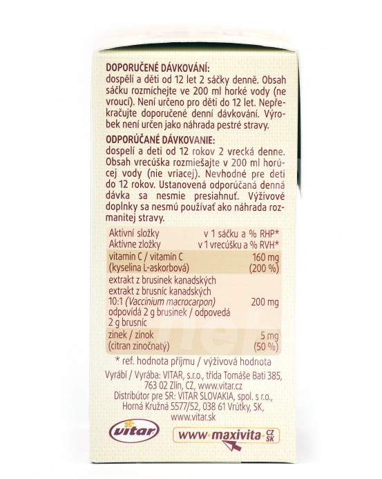 Karštas gėrimas su spanguolių ekstraktu, vitaminu C ir cinku, 10 pakelių